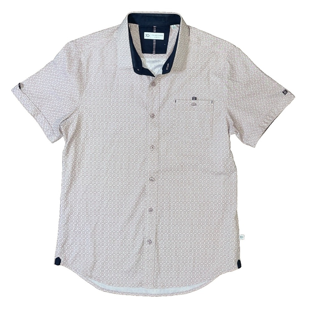 7Diamonds Shirt Mens S stretch Dusty Pink Teneca Jaquard Stretch Woven Shirt $89